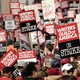 Thousands of WGA members and supporters march during the 2007 strike.