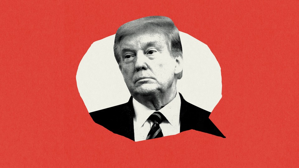 An image of Donald Trump appearing in a speech bubble.