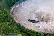 The Arecibo Observatory in November 2020, with damage visible