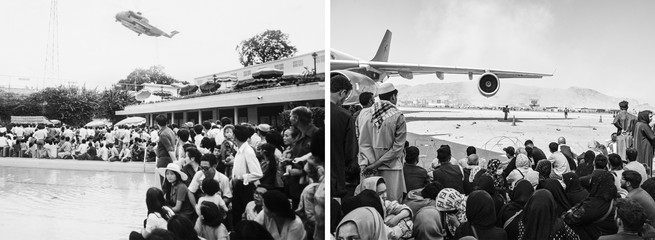 Afghan citizens at Kabul airport.