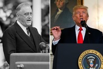 A photograph of Franklin Roosevelt compared with a photograph of Donald Trump