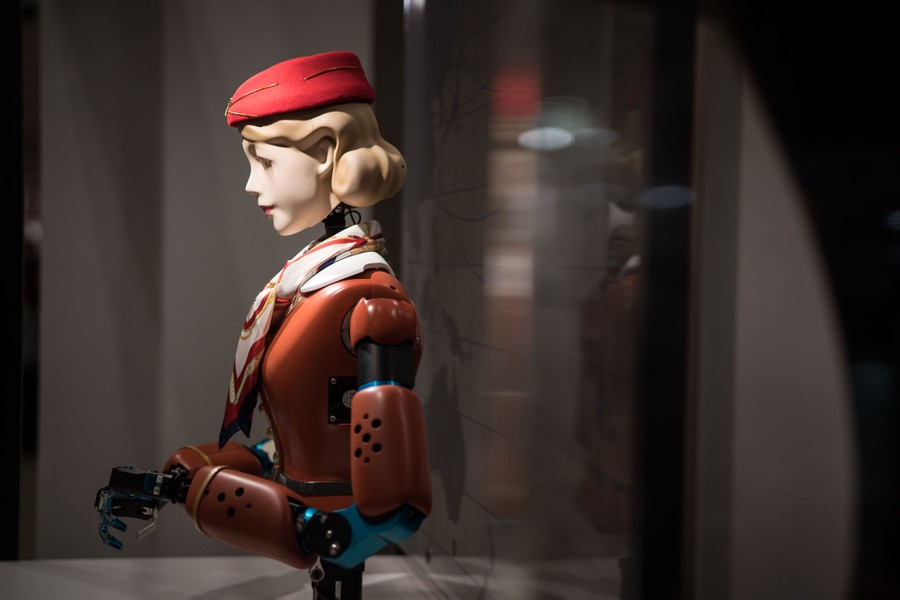 A humanoid robot on display