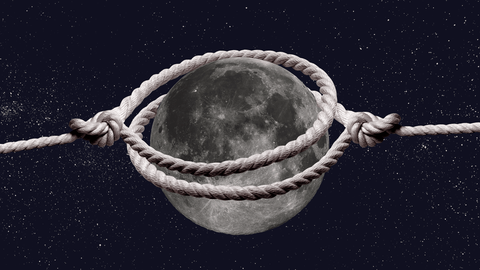 An illustration of the moon being lassoed