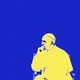 An illustration depicting an isolated Pope Francis in yellow against a blue background