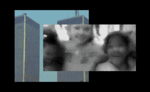 A gif of the Twin Towers and kids from P.S. 234 in New York City