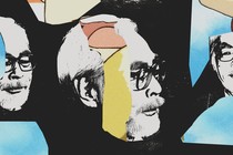 Illustrated collage of Hayao Miyazaki and Studio Ghibli art