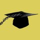 An illustration of a graduation cap with a chain attached