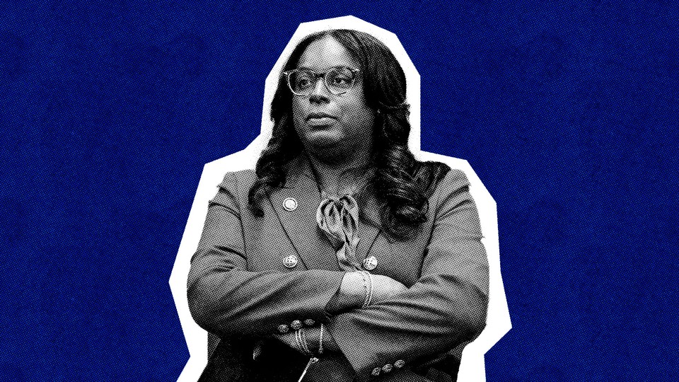 A photo-illustration showing Representative LaMonica McIver crossing her arms