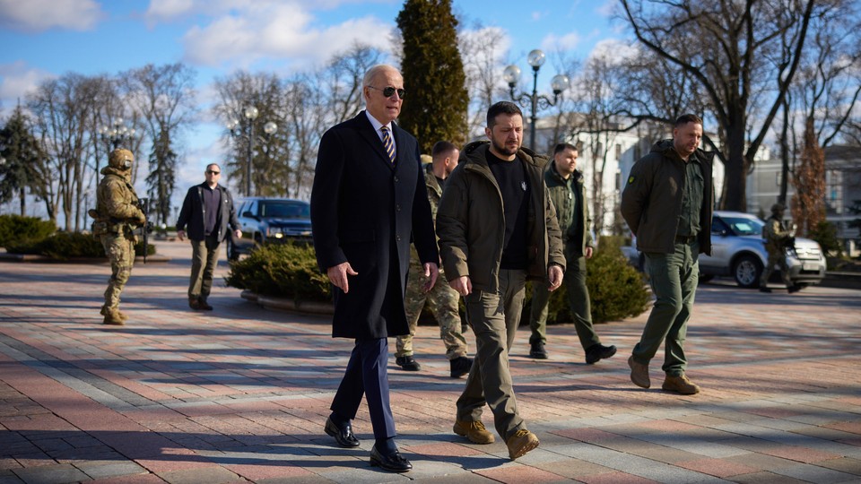 Biden and Zelensky walking together