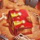 An illustration of a book found among fossils in an archaeological dig.