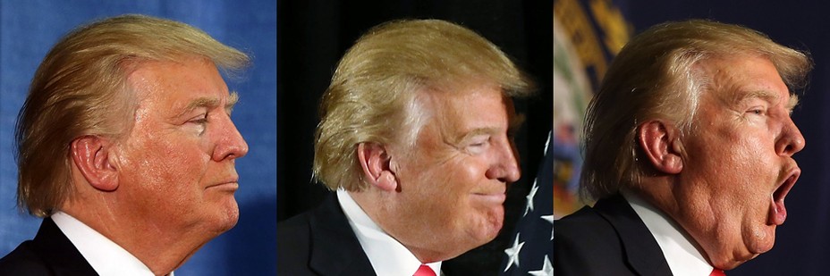 Three different Trump facial expressions