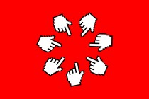 illustration of computer cursors pointing in a circle