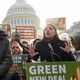 Senator Bernie Sanders and Representative Alexandria Ocasio-Cortez speak outside the United States Capitol