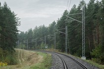A view of a modern-day railway near the Paneriai Memorial in Lithuania