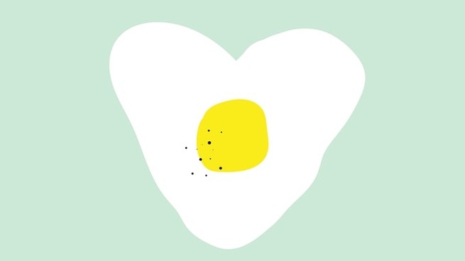 An egg in the shape of a heart