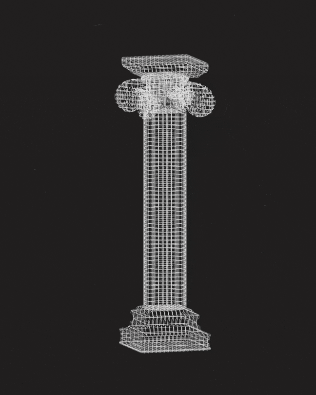 a digital wireframe of a column