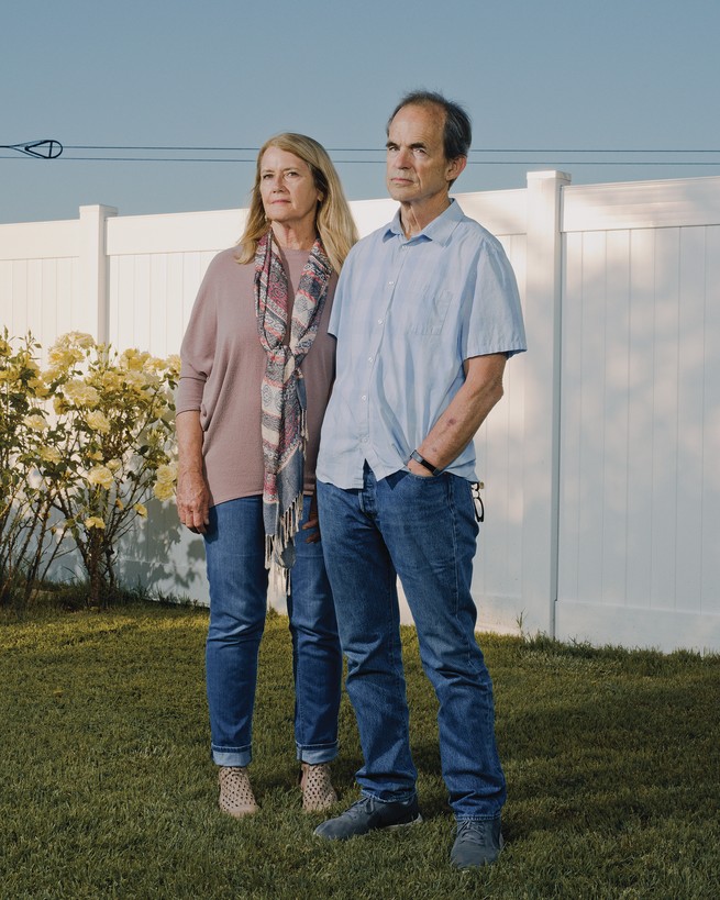 Izidor’s parents, Marlys and Danny Ruckel, outside their home in Temecula, California