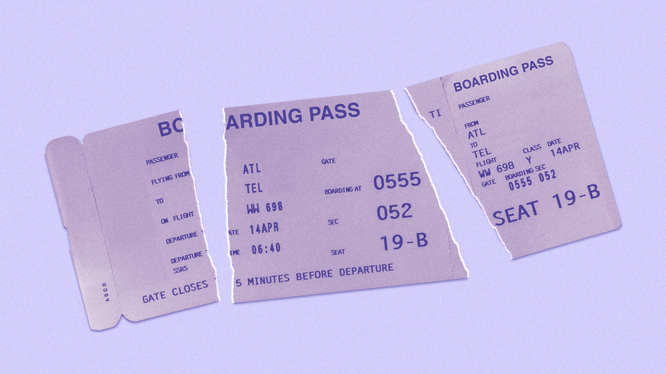 A torn up boarding pass