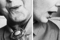 Two close-ups of women's mouths as they're talking