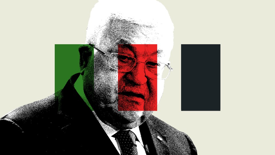 An illustration featuring a photo of Mahmoud Abbas