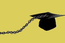 An illustration of a graduation cap with a chain attached