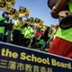 Supporters of the San Francisco School Board recall gather at Carl Larsen Park during a rally in the Sunset District of San Francisco.