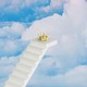 a stairway to a crown set against clouds