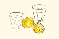 illustration with two glasses and two lemons