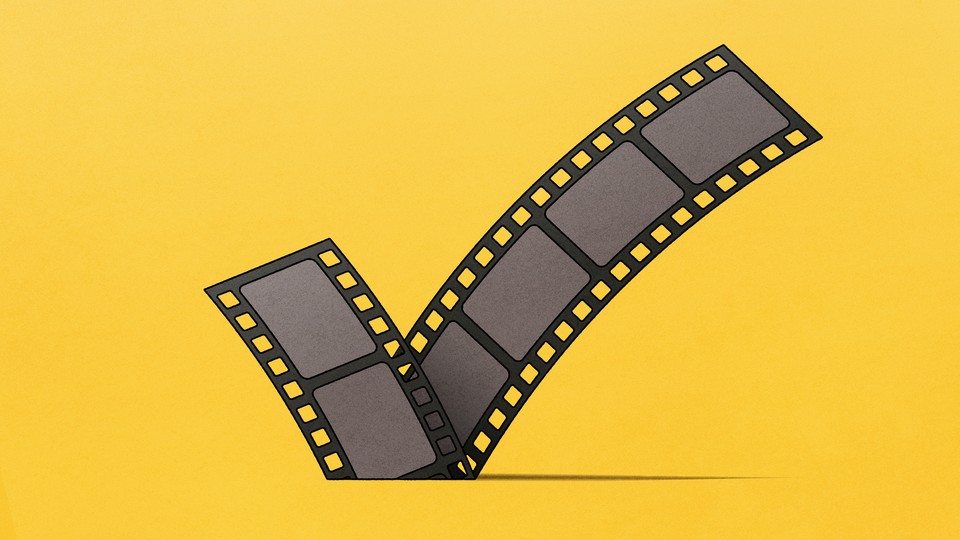 An image of a filmstrip shaped like a check mark