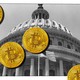 Bitcoin tokens raining over the Capitol dome