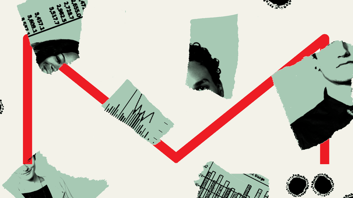 An illustration of the letter M with torn images.