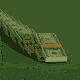 An animated illustration of stacks of dollar bills standing up like falling dominoes in reverse.