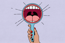 Illustration of a mirror showing a person's open mouth