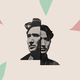 A photo-illustration shows two portraits of the novelist Osamu Dazai against an abstract pastel background