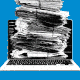 piles of envelopes rising up out of a computer