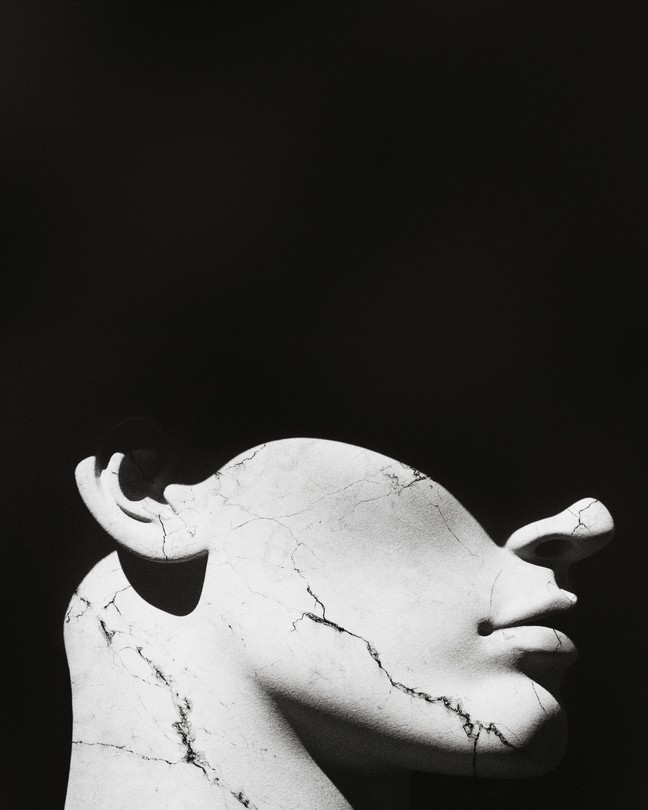Marble bust in shadows