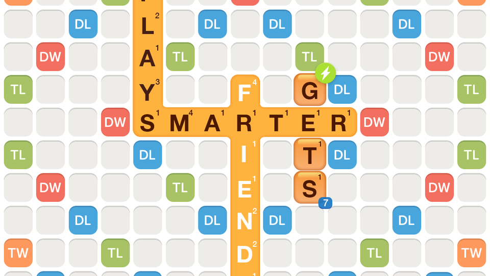 The current Words With Friends interface