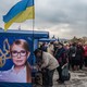 People attend a rally in support of Tymoshenko in eastern Ukraine.