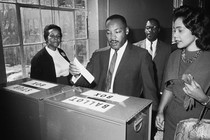 King casts his ballot in Atlanta in 1964