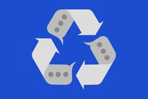 A recycle logo with iMessage typing dots