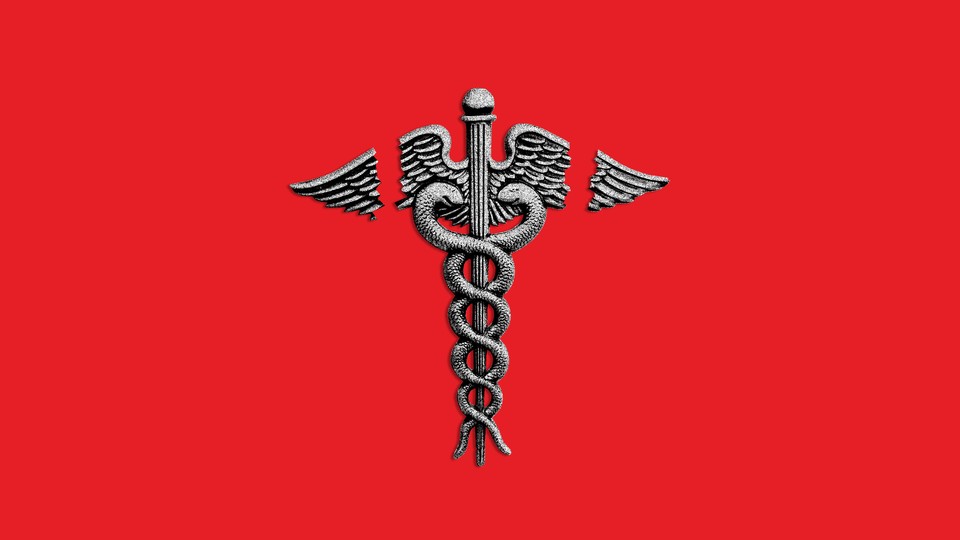 The Rod of Asclepius with broken wings