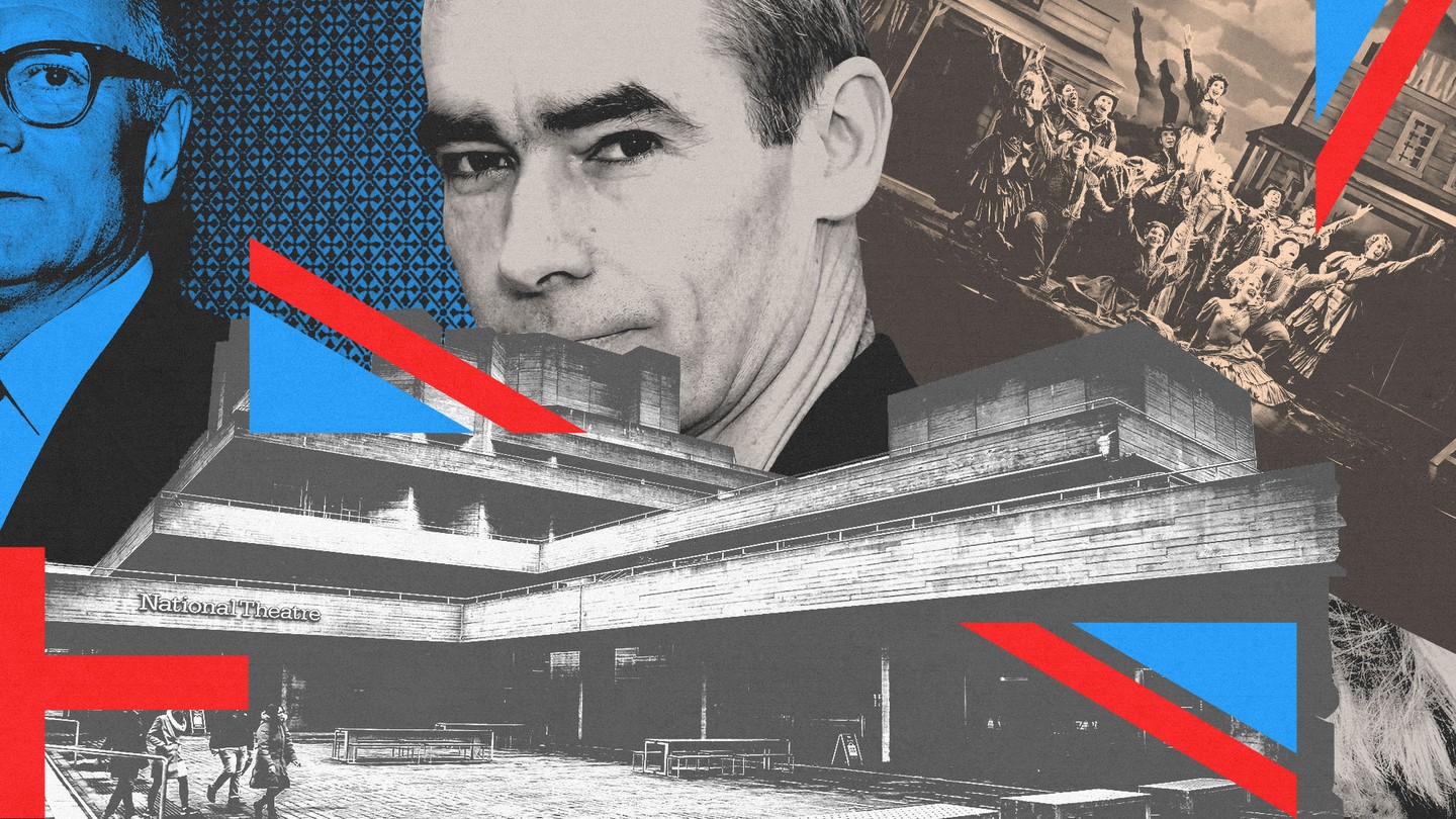 A collage of images including Britain's National Theater