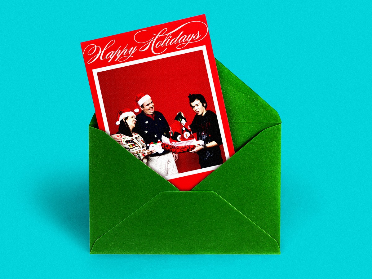 Set of six handmade holiday sampler greeting cards