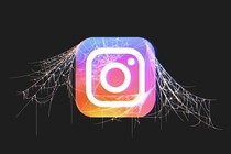 An illustration of the Instagram logo covered in cobwebs