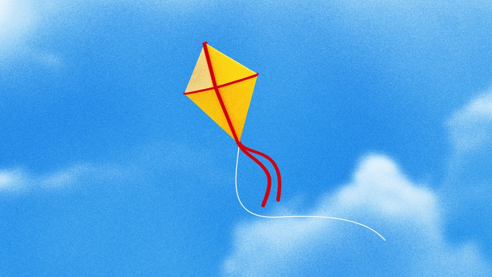 Illustration showing a kite, with a cross