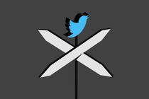 Twitter's bird logo atop an X