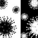 black coronavirus on white background, white coronavirus on black background