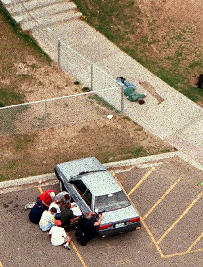 columbine shooting library crime scene photos