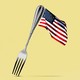A fork with an American flag attached