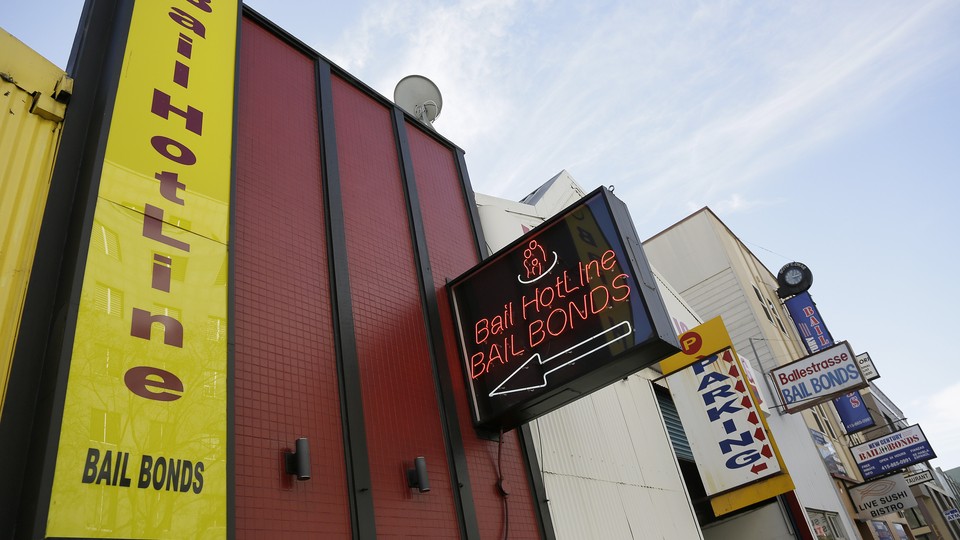 A street-level view of a bail-bonds business
